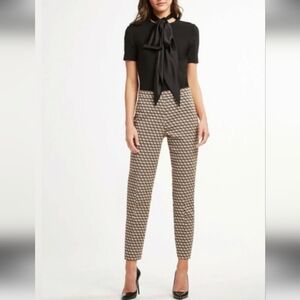 Elie Tahari Cube Print Stretch- Jacquard Trouser Pants Size 14